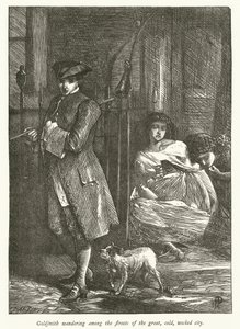 Goldsmith Zwervend door de Straten van de Grote, Koude, Slechte Stad door George John Pinwell