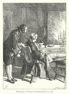 Illustratie voor She Stoops To Conquer (gravure) door George John Pinwell