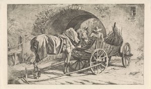 Kolenwagen bij een poort