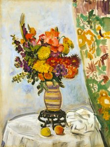 Bloemen in een Chinese vaas door George Leslie Hunter