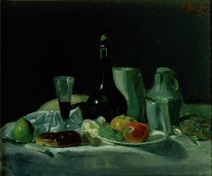 Stilleven - Fles en Fruit