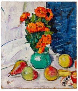 Stilleven met goudsbloemen door George Leslie Hunter