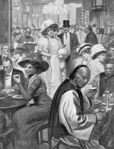De nieuwste rage van de Amerikaanse samenleving, New Yorkers dineren in een Chinees restaurant, illustratie uit 