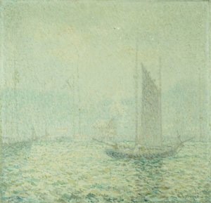 Havenmist (olieverf op doek) door George Loftus Noyes