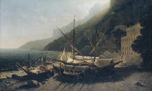Uitzicht op Amalfi, Baai van Salerno, 1857 door George Loring Brown