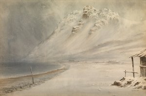 Sneeuwstorm in Penmaenmawr, Noord-Wales