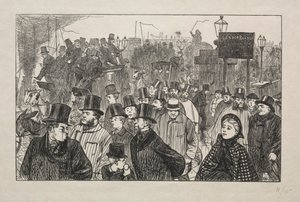 De levende stroom bij London Bridge - Op de brug, 1863
