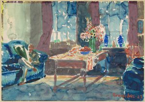 Zelfportret: Interieur van mijn appartement in New York door George Luks