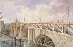 Sloopwerkzaamheden aan Blackfriars Bridge, 1864