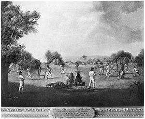 Een cricketwedstrijd, 18e eeuw