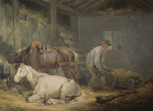 Paarden in een stal
