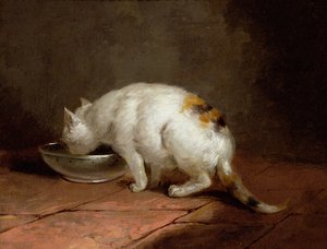 De Kat van de Kunstenaar Drinkt door George Morland