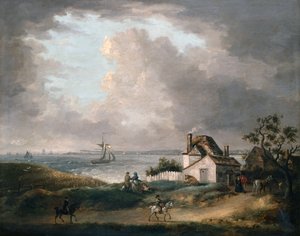 Weymouth Bay met een verre blik op de haven en Portland Bill door George Morland