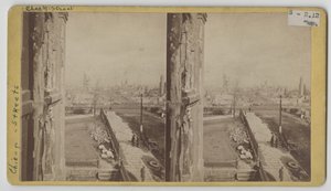 Stereografisch uitzicht op Clark Street na de brand van Chicago in 1871 door George N. Barnard
