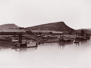 Tennessee River bij Chattanooga en Lookout Mountain Spur, ca. 1864 door George N. Barnard