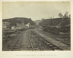 De Allatoona-pas, kijkend naar het noorden, GA, 1866
