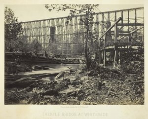 Trestle Brug bij Whiteside, 1864 door George N. Barnard