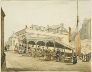 De schuur van de oesterverkoopsters bij Bristol Bridge door George Orleans Delamotte