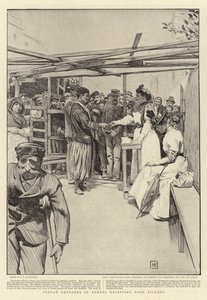 Kretenzische vluchtelingen in Athene ontvangen voedselbonnen door George Percy Jacomb Hood