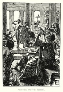 Odyssee: Odysseus en de Vrijers (gravure) door George Percy Jacomb Hood