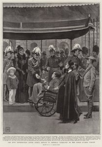 De Koning deelt Zuid-Afrika Medailles uit aan de Imperial Yeomanry op de Horse Guards Parade door George Percy Jacomb Hood
