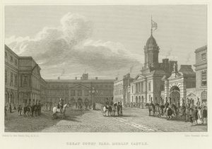 Grote binnenplaats bij Dublin Castle door George Petrie