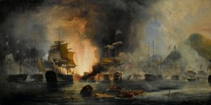 De Slag bij Navarino, 20 oktober 1827 door George Philip Reinagle