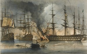 De zeeslag bij Navarino op 20 oktober 1827 door George Philip Reinagle