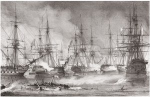 De Zeeslag bij Navarino op 20 oktober 1827, 1828 door George Philip Reinagle