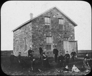 Een nederzetterswoning, Canada, eind 19e eeuw door George Philip and Son Ltd