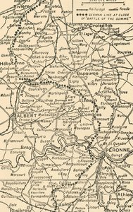 Kaart ter illustratie van de Slag aan de Somme, 1919 door George Philip and Son Ltd