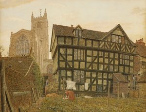 Kerk en oud onbewoond huis in Ludlow, 1871-72