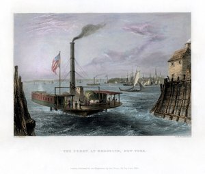 De veerboot in Brooklyn, New York, VS, 1838