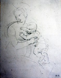 Een moeder en haar kind - studie voor de Ouden door George Richmond
