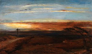 Landschap bij zonsondergang