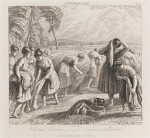 Oogst, Augsbourg, ca. 1821 (ets) door George Robert Lewis