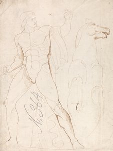 Klassiek mannelijk naakt met steigerend paard door George Romney
