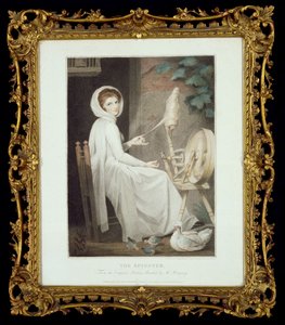 Die Spinnerin (gravure van Thomas Cheesman, naar G. Romney, uitgegeven door John en Josiah Boydell 1789) door George Romney