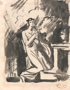 Iphigenia, geknield bij een altaar door George Romney