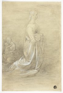 Knielende vrouw, zittende moeder en kind door George Romney
