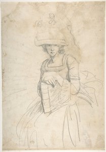 Vrouw met een boek (voorkant); Schema voor het aanbrengen van kleuren op een palet (achterkant) door George Romney