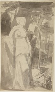 Portretstudie van juffrouw Francis Woodley door George Romney