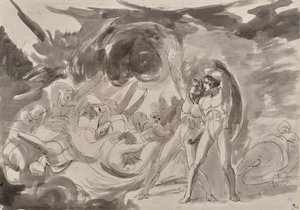 Satan bekijkt de gevallen engelen door George Romney