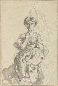Zittende vrouwenfiguur door George Romney