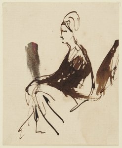 Zittende vrouwenfiguur door George Romney
