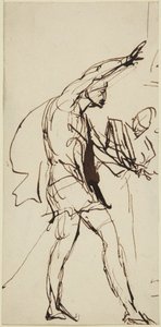 Schets van het personage Macbeth in de banketscène uit Macbeth door George Romney