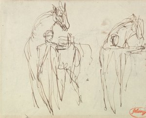 Schetsen voor een man met een paard door George Romney