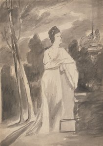 Vrouw bij een zuil door George Romney