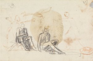 Studie naar twee zittende figuren door George Romney