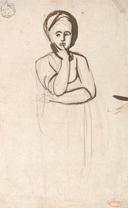Studie van een peinzende vrouw door George Romney